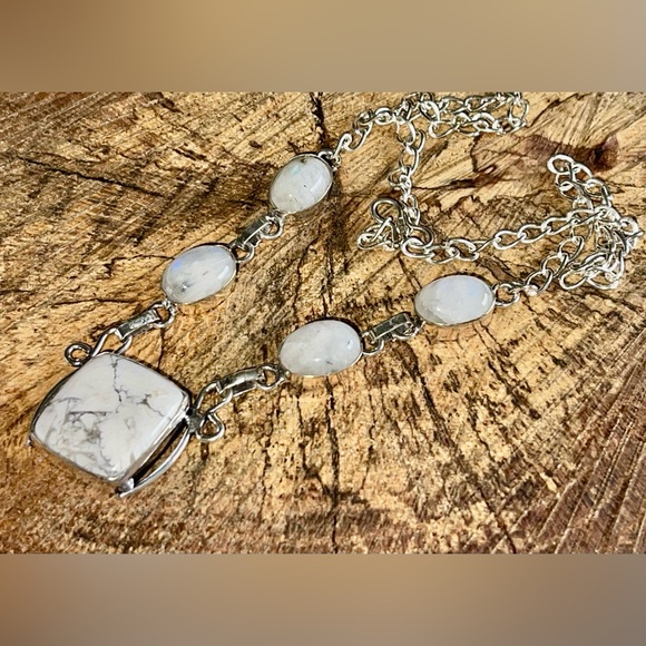 Dendritic & Rainbow Moonstone Necklace - Picture 5 of 9